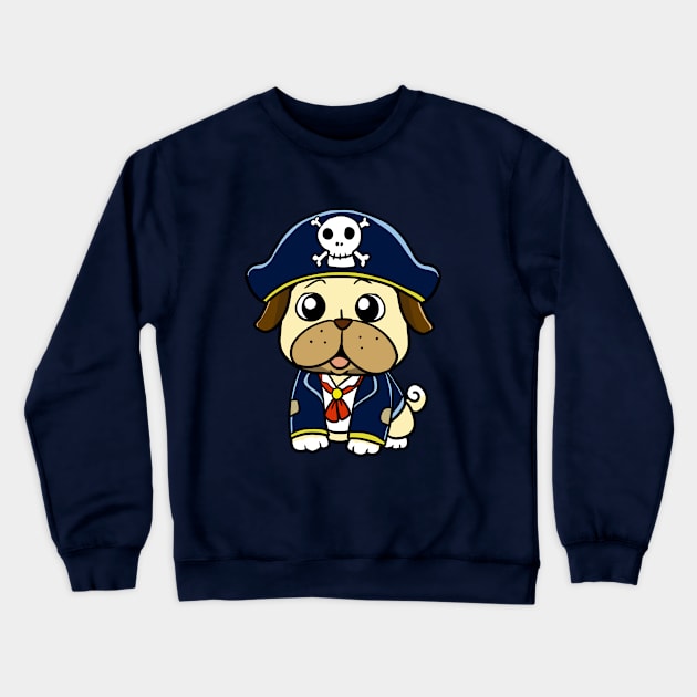 Pirate Pug Crewneck Sweatshirt by WildSloths